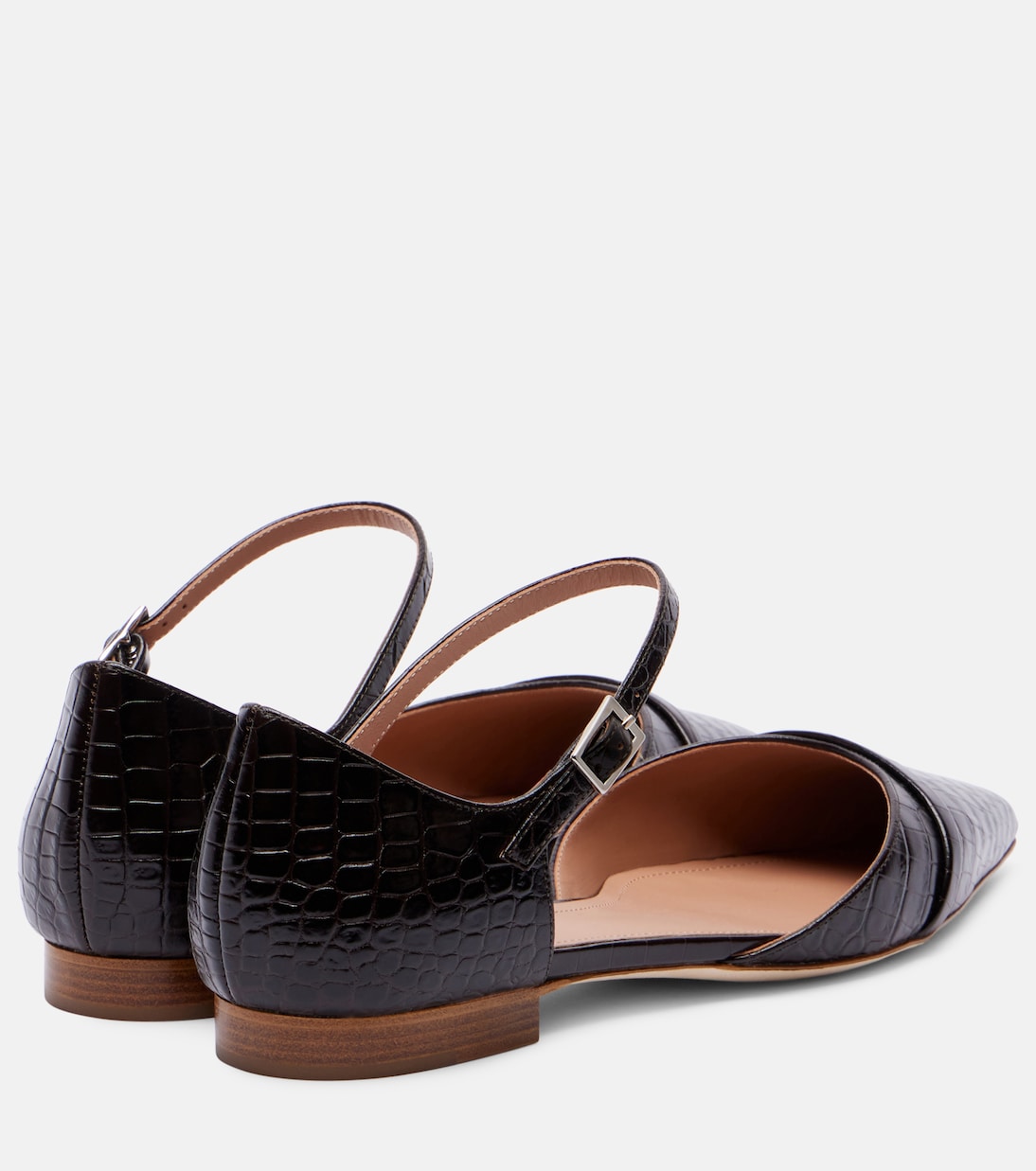 Ulla croc-effect leather flats  | Malone Souliers