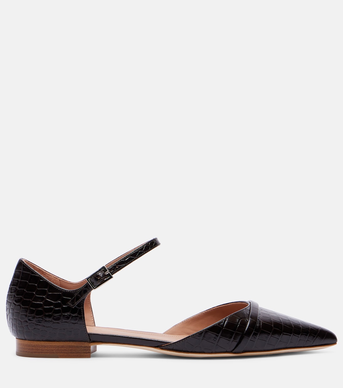Ulla croc-effect leather flats  | Malone Souliers
