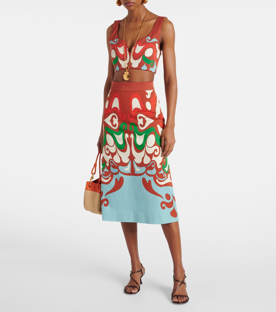 Baia printed cotton-blend crop top | La DoubleJ