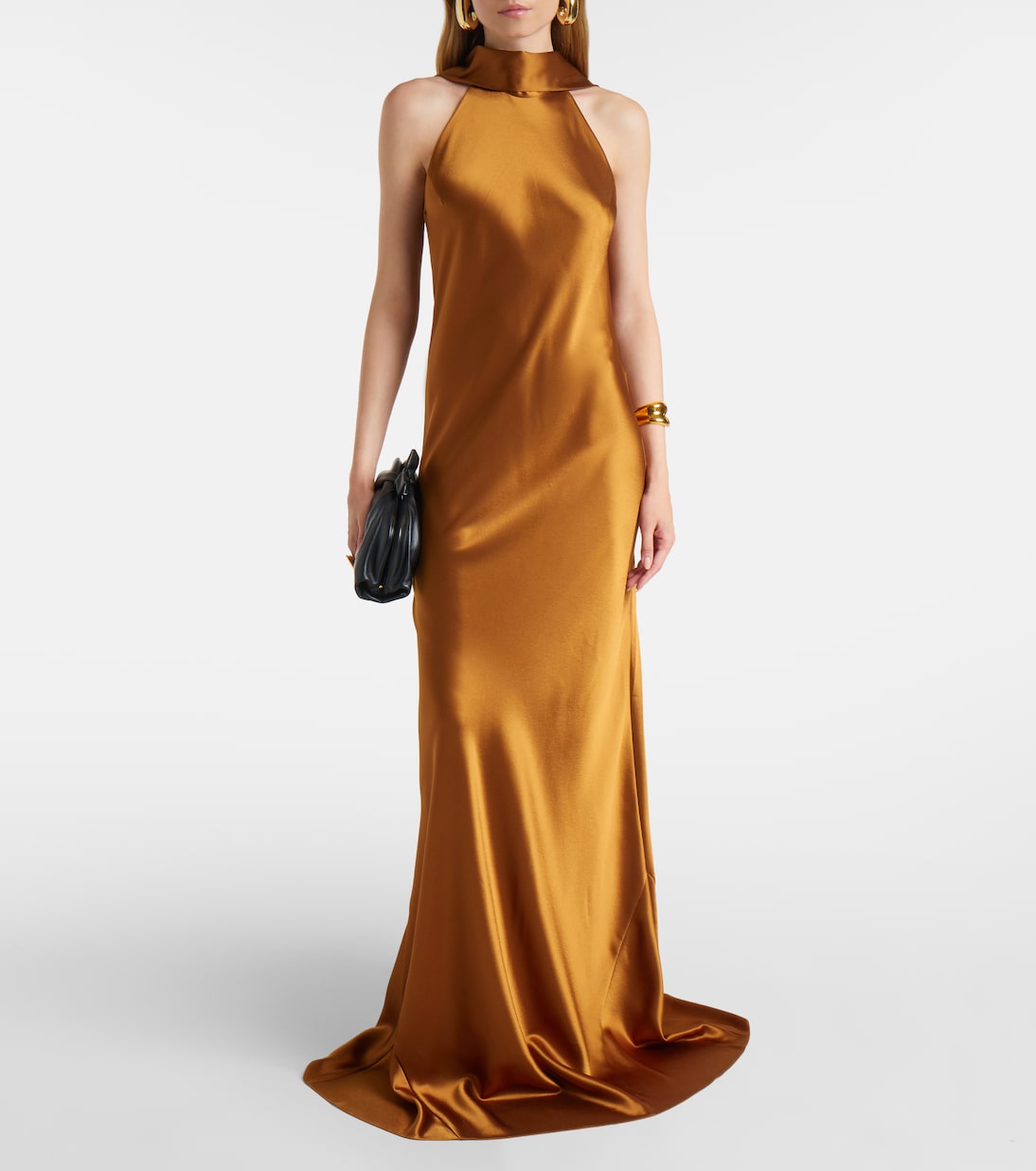 Sienna halterneck satin gown | Galvan