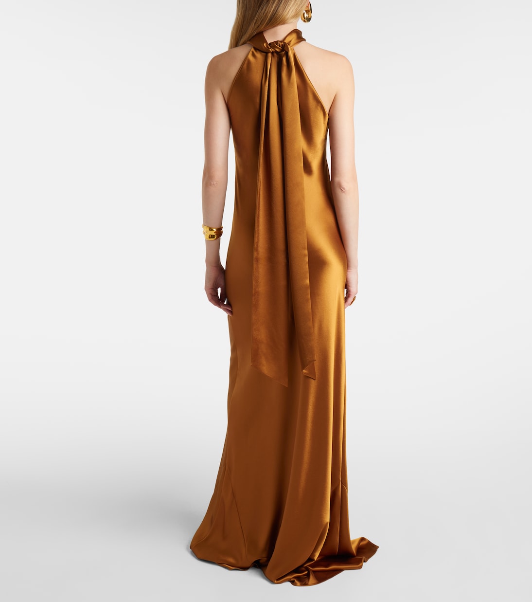 Sienna halterneck satin gown | Galvan