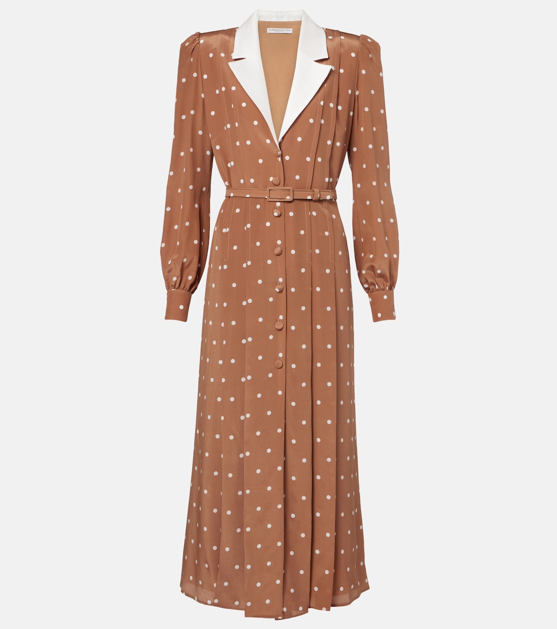 Robe chemise en satin de soie à pois | Alessandra Rich