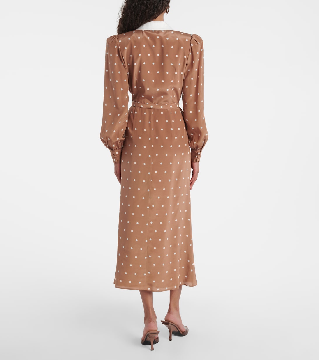 Robe chemise en satin de soie à pois | Alessandra Rich