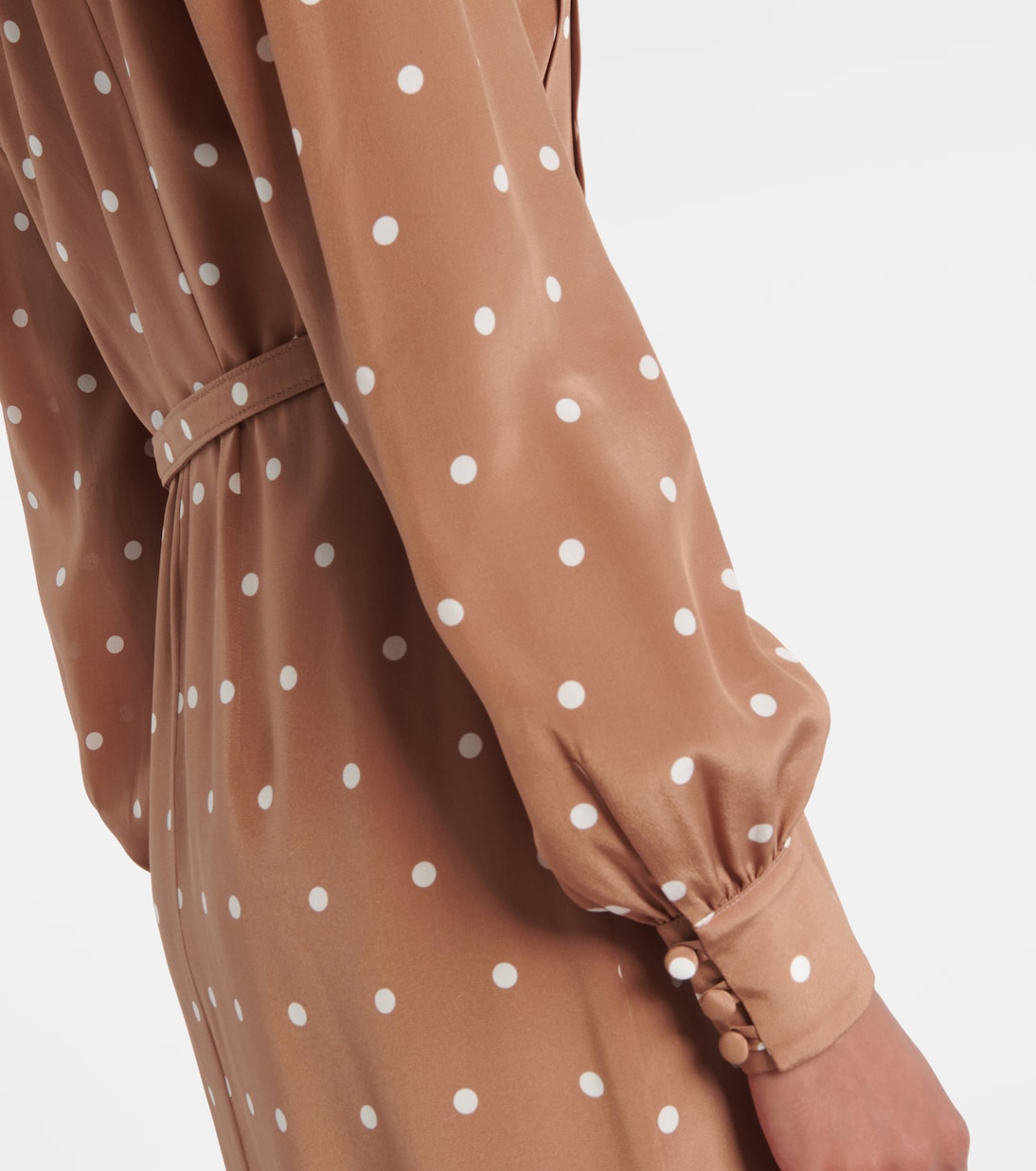 Robe chemise en satin de soie à pois | Alessandra Rich
