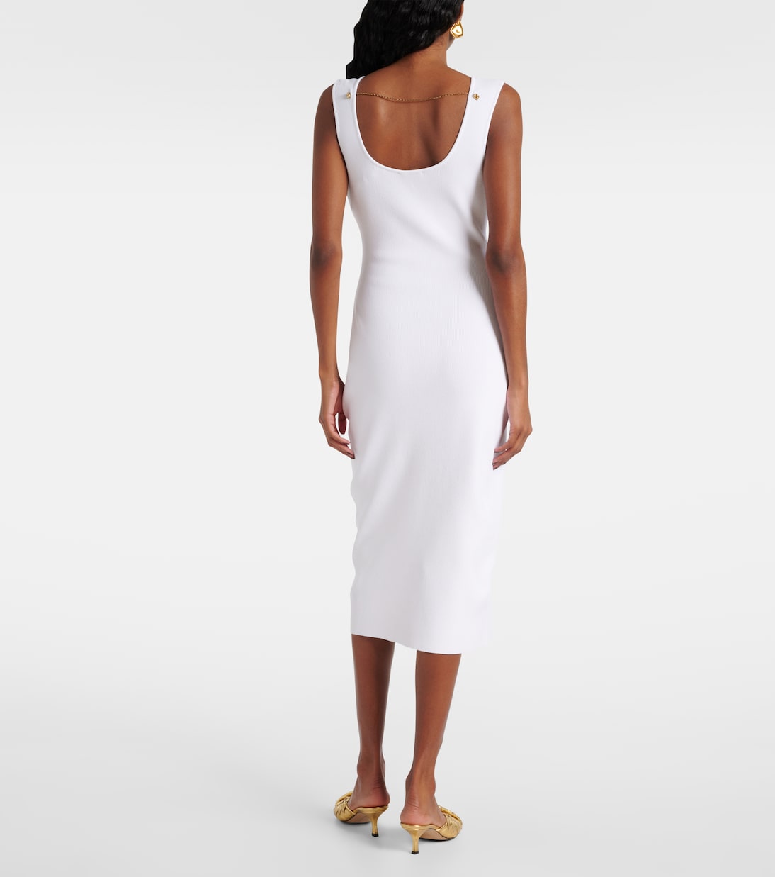 Chain-detail ribbed-knit midi dress | Bottega Veneta