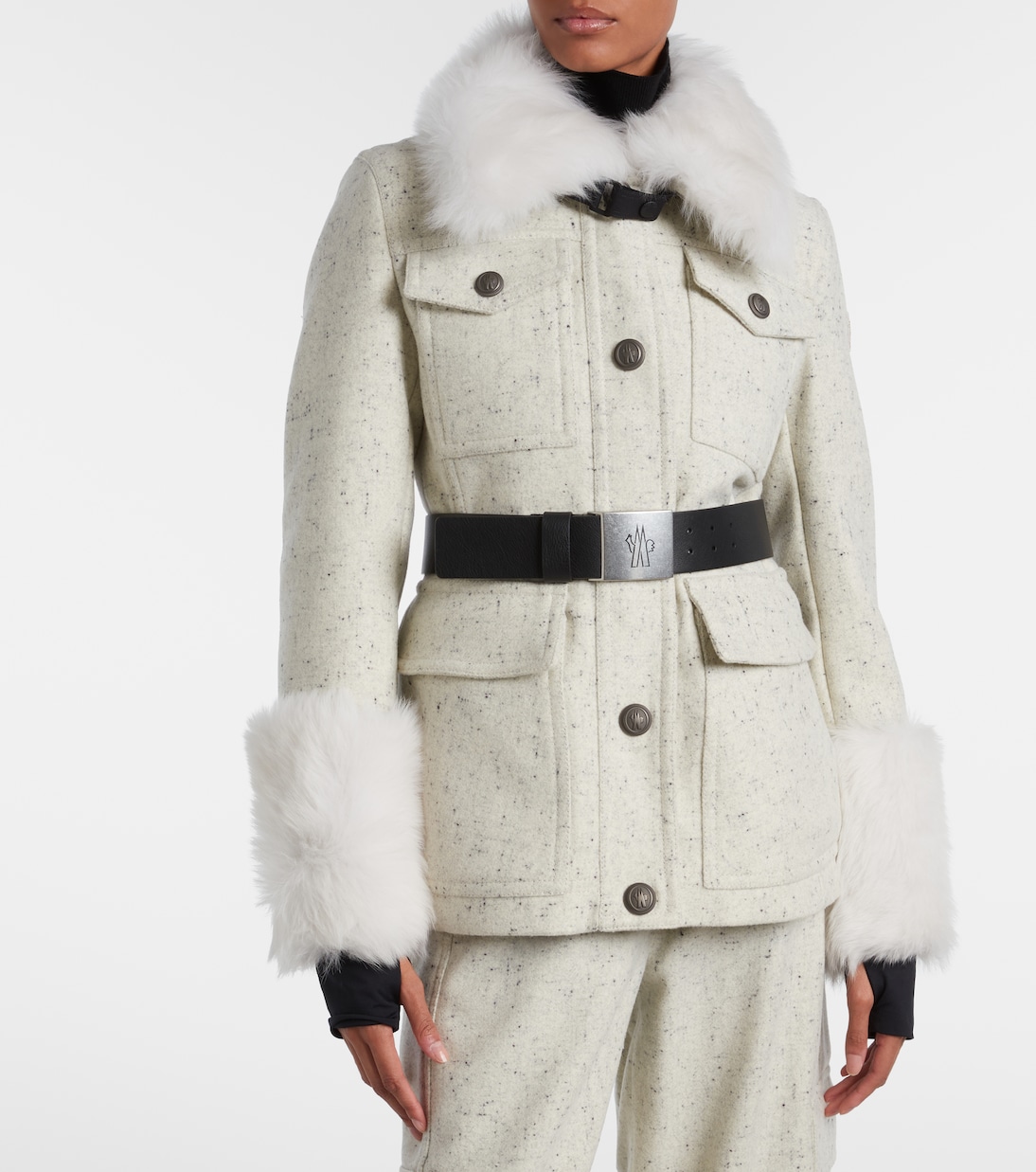 Chaqueta de esquí de plumas Devez de lana virgen con borrego | Moncler Grenoble