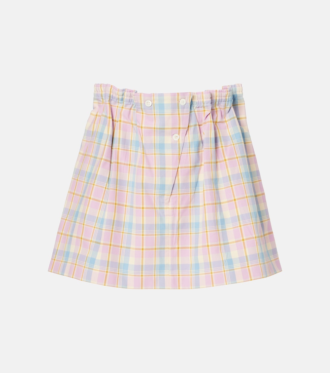 Minifalda de algodón fruncida a cuadros | Prada