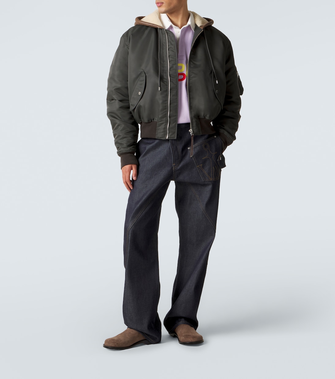 Hooded shearling-trimmed bomber jacket | JW Anderson