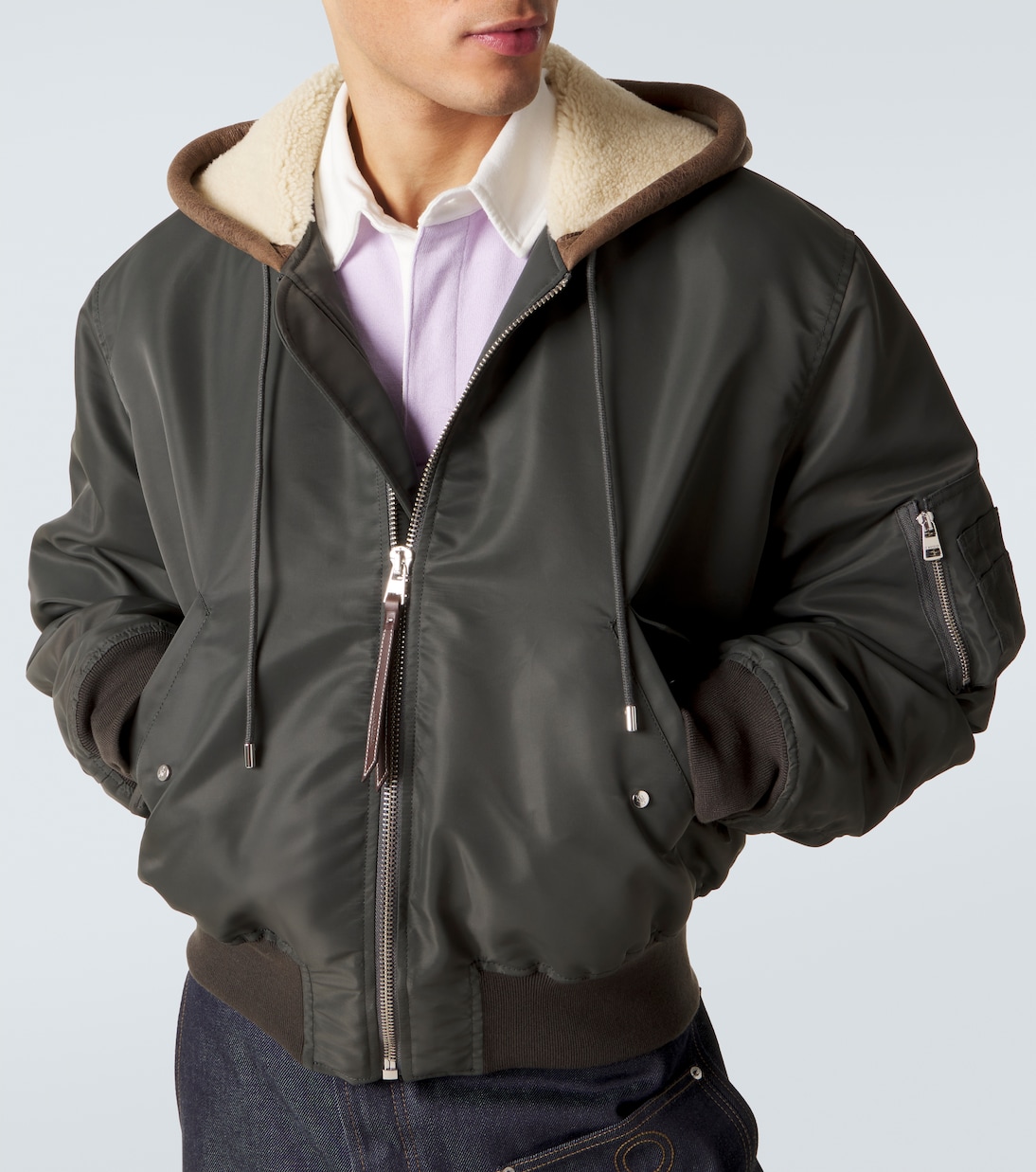 Hooded shearling-trimmed bomber jacket | JW Anderson