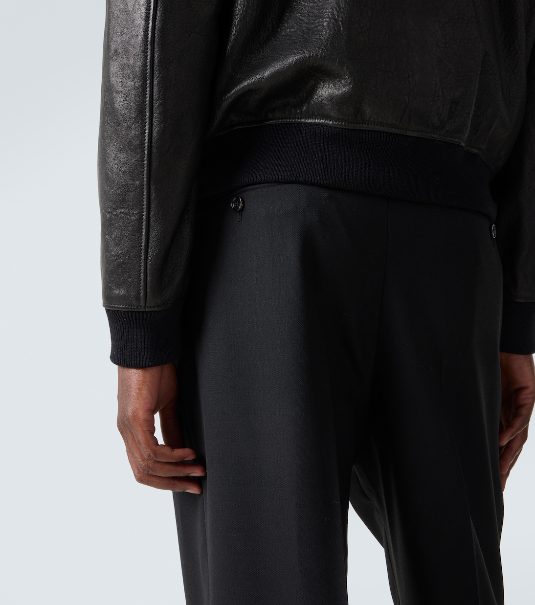 Shearling-trimmed leather bomber jacket | Saint Laurent