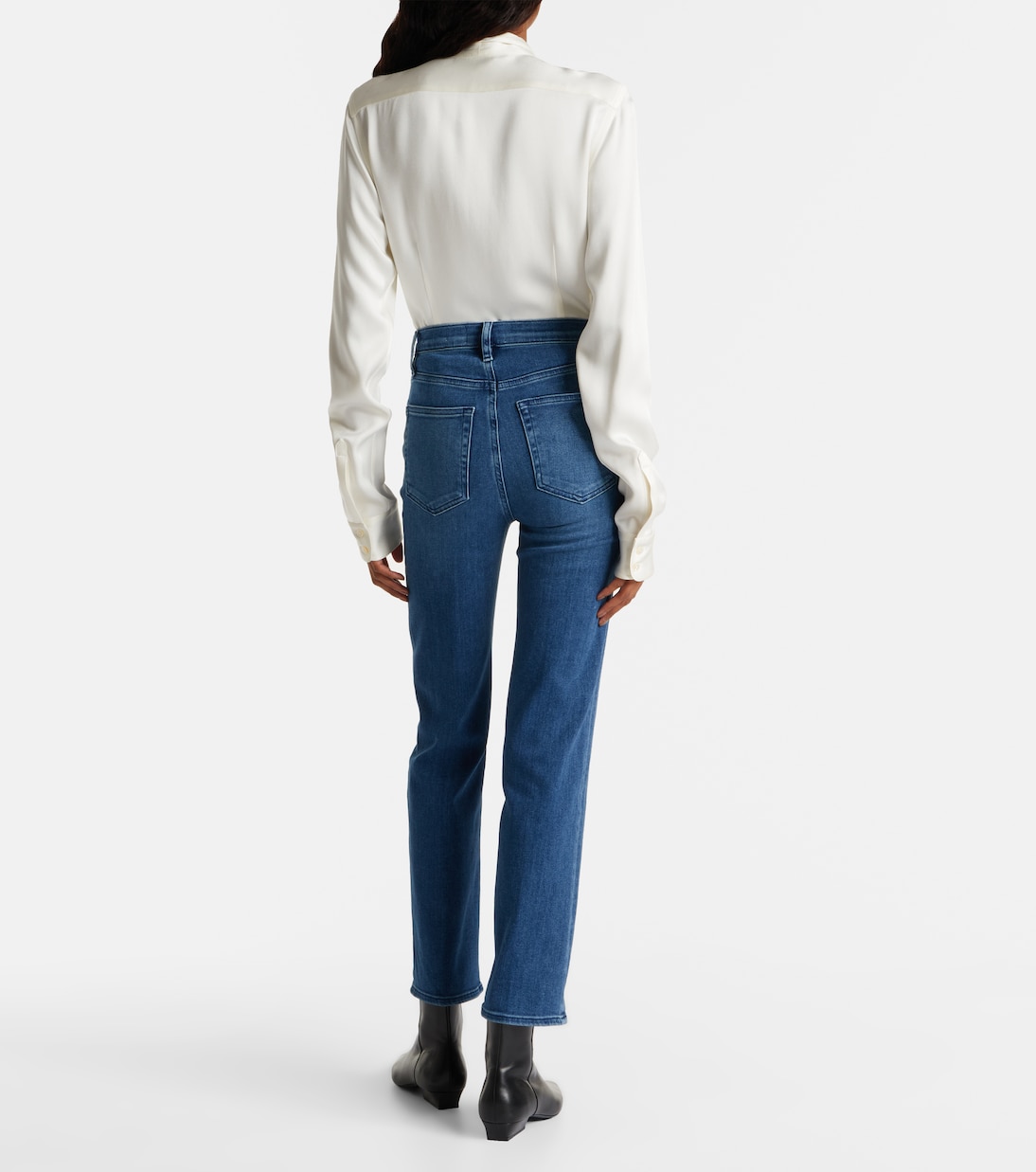 Jeans rectos Le Sleek de tiro alto cropped | Frame