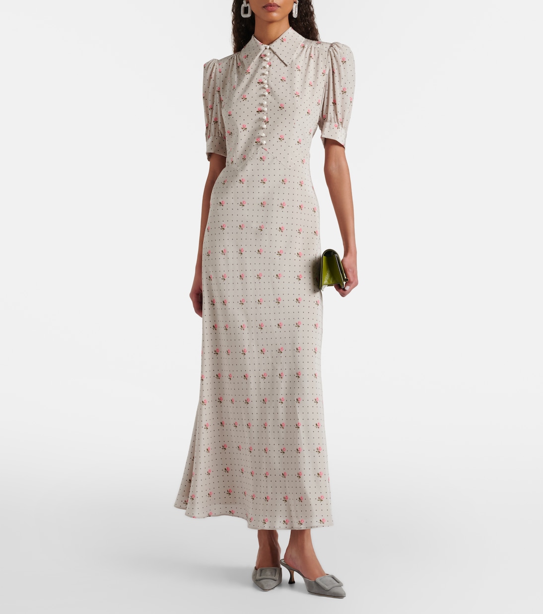 Floral polka-dot silk maxi dress | Alessandra Rich