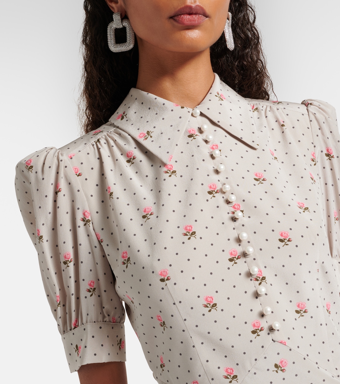 Floral polka-dot silk maxi dress | Alessandra Rich