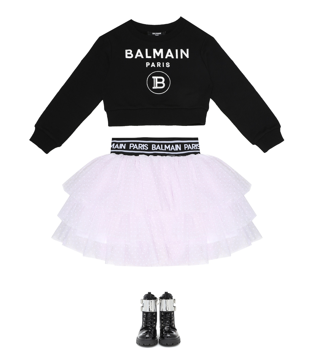 Falda de tul con logo | Balmain Kids