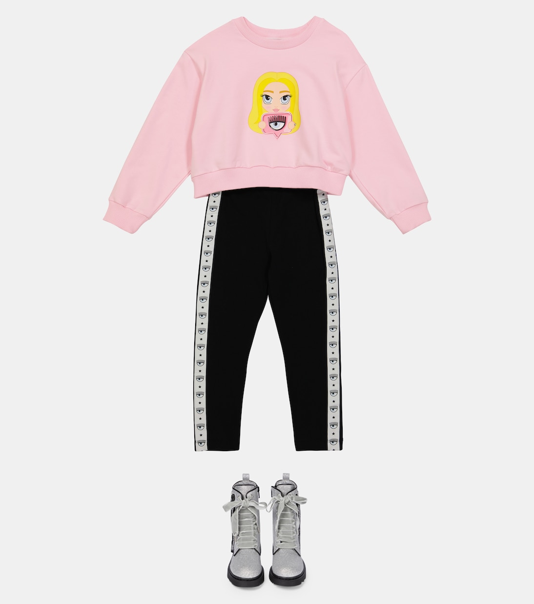 x Chiara Ferragni Logomania leggings de algodón elástico | Monnalisa