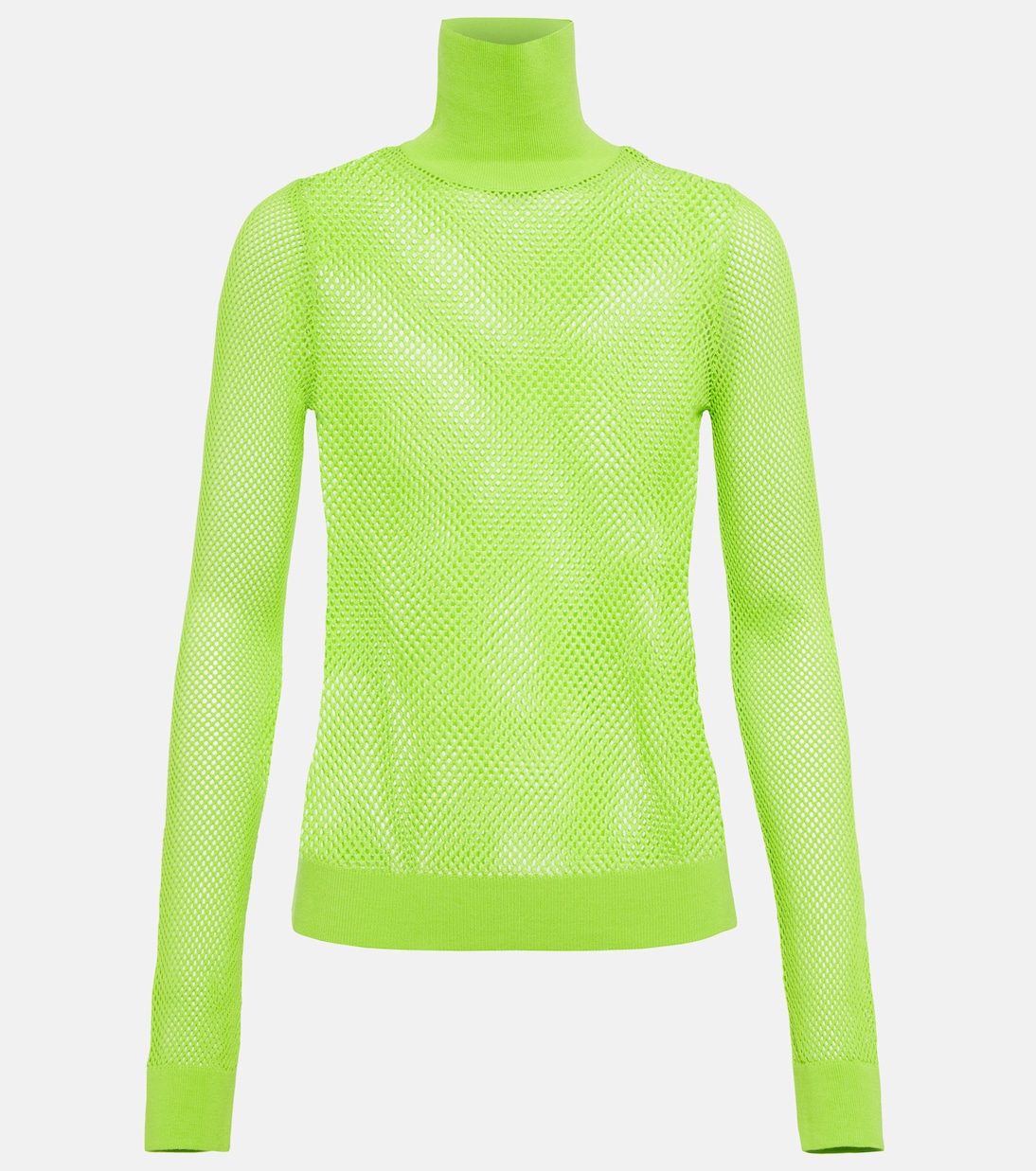 Mesh turtleneck sweater in green Balenciaga Mytheresa