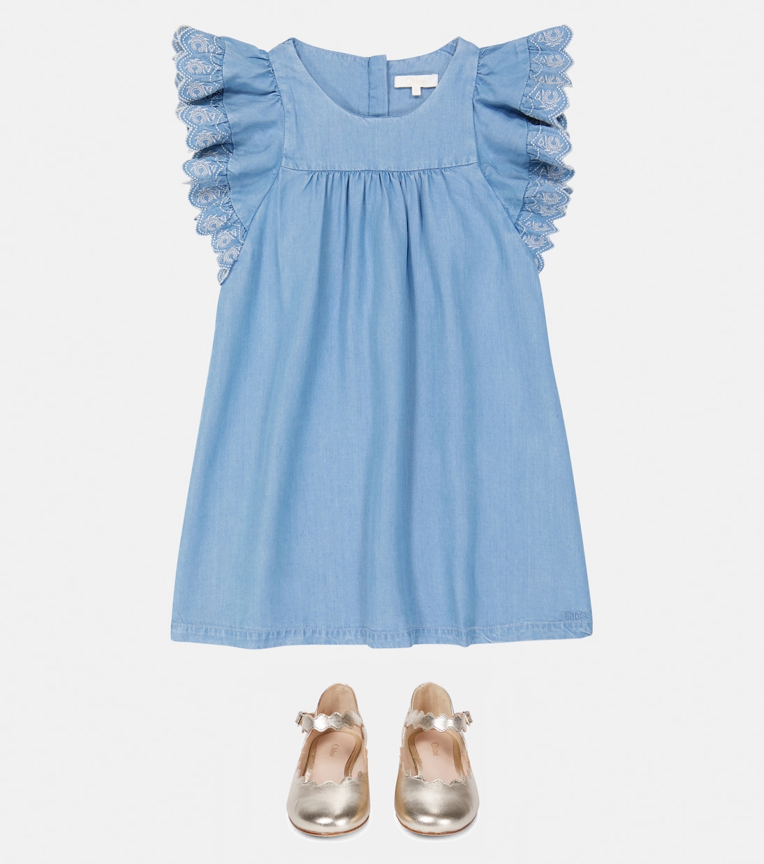 Embroidered denim dress | Chloé Kids