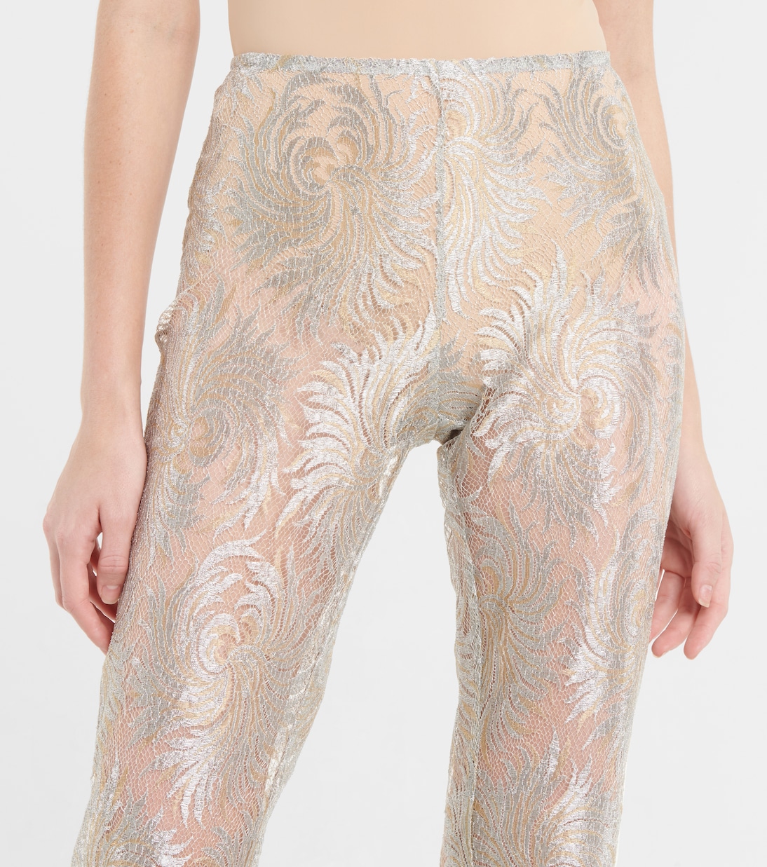 Pantalon évasé à taille basse en dentelle | Coperni