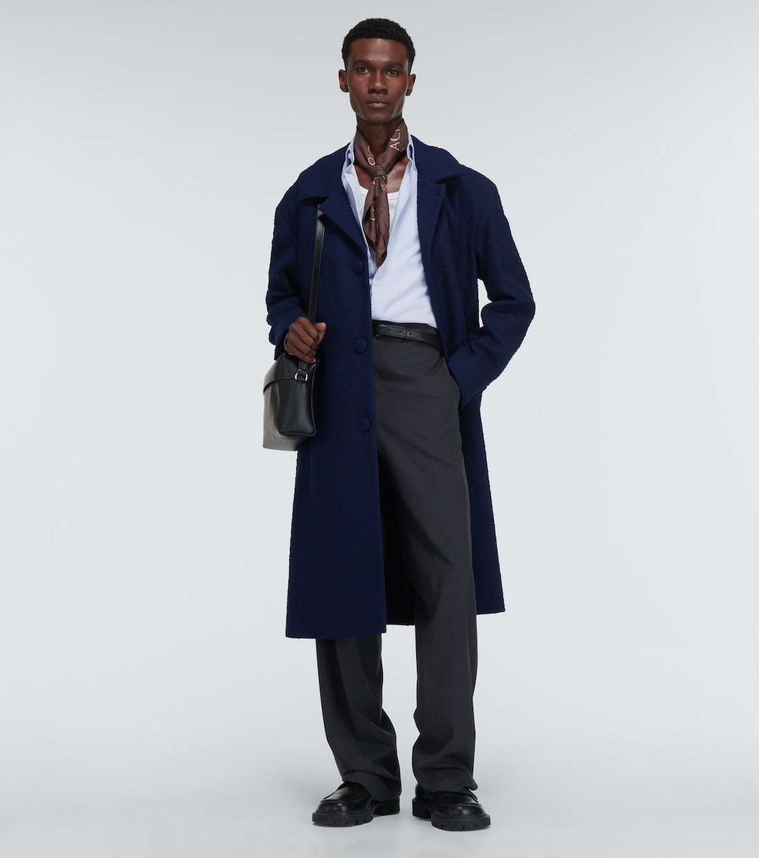 Single-breasted wool blend coat | Ami Paris