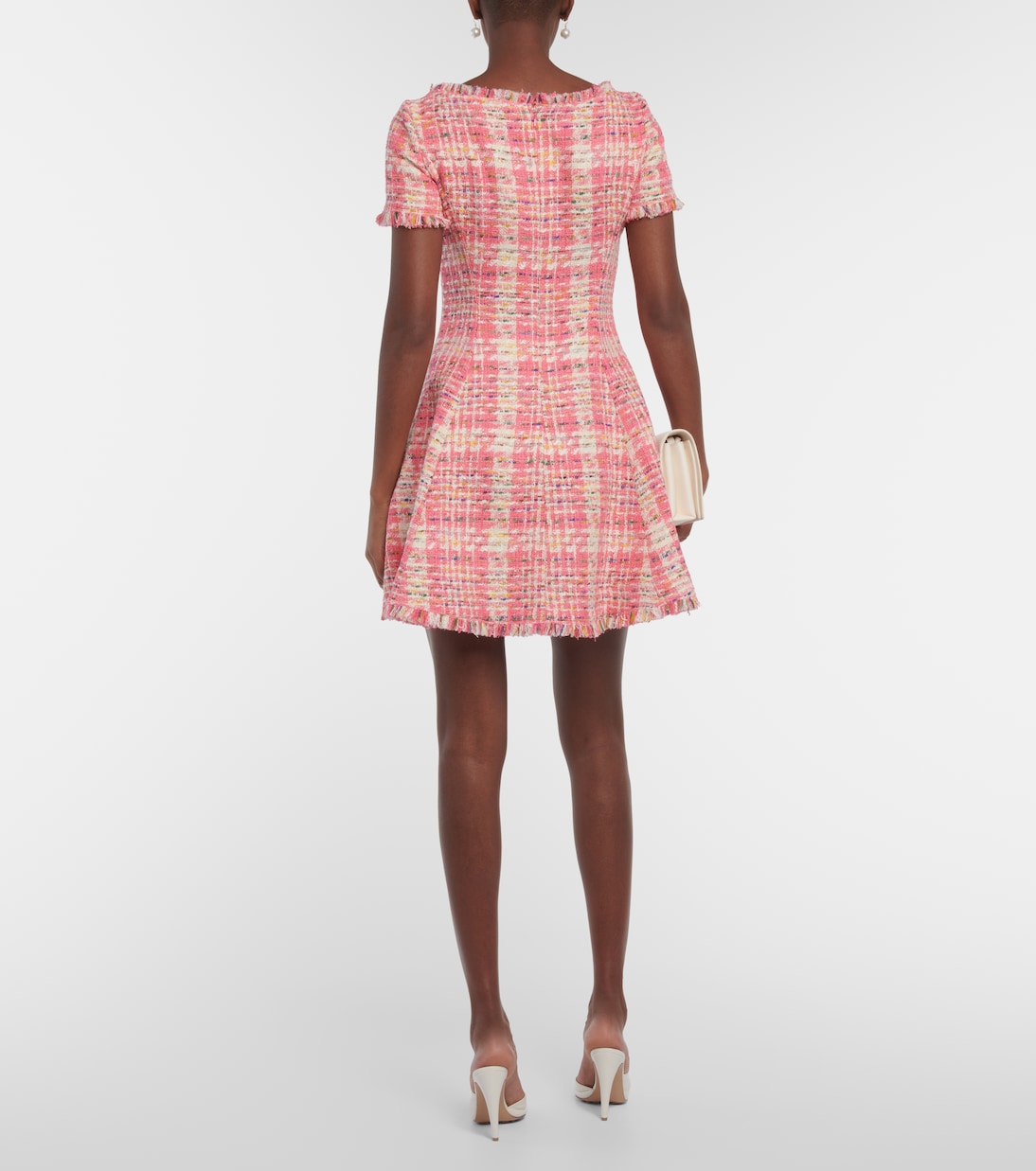 Fringed checked tweed minidress | Oscar de la Renta