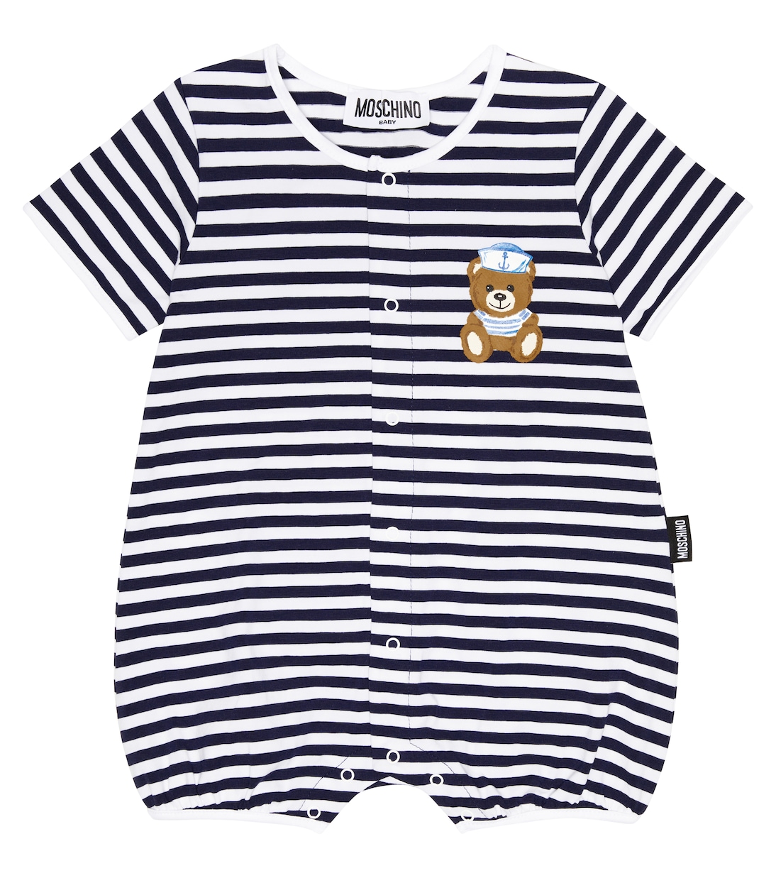 Baby - Jumpsuit corta in misto cotone a righe | Moschino Kids