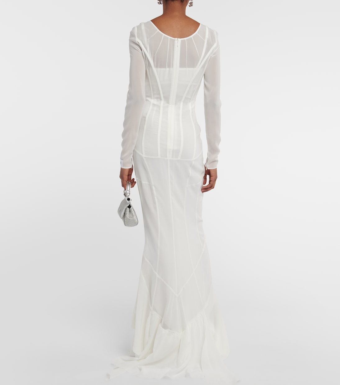 x Kim - Abito lungo in georgette di misto seta | Dolce&Gabbana