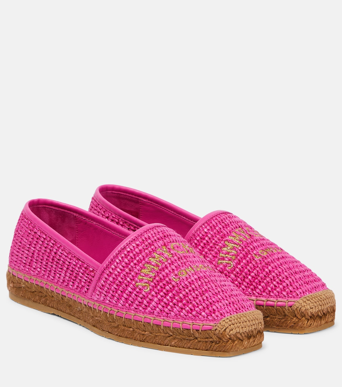 Brie Flat logo raffia espadrilles | Jimmy Choo