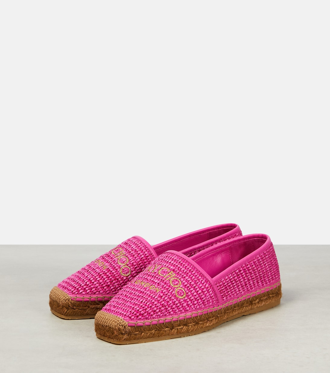Brie Flat logo raffia espadrilles | Jimmy Choo