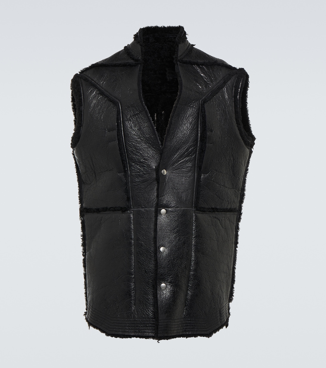 Weste aus Leder und Shearling | Rick Owens