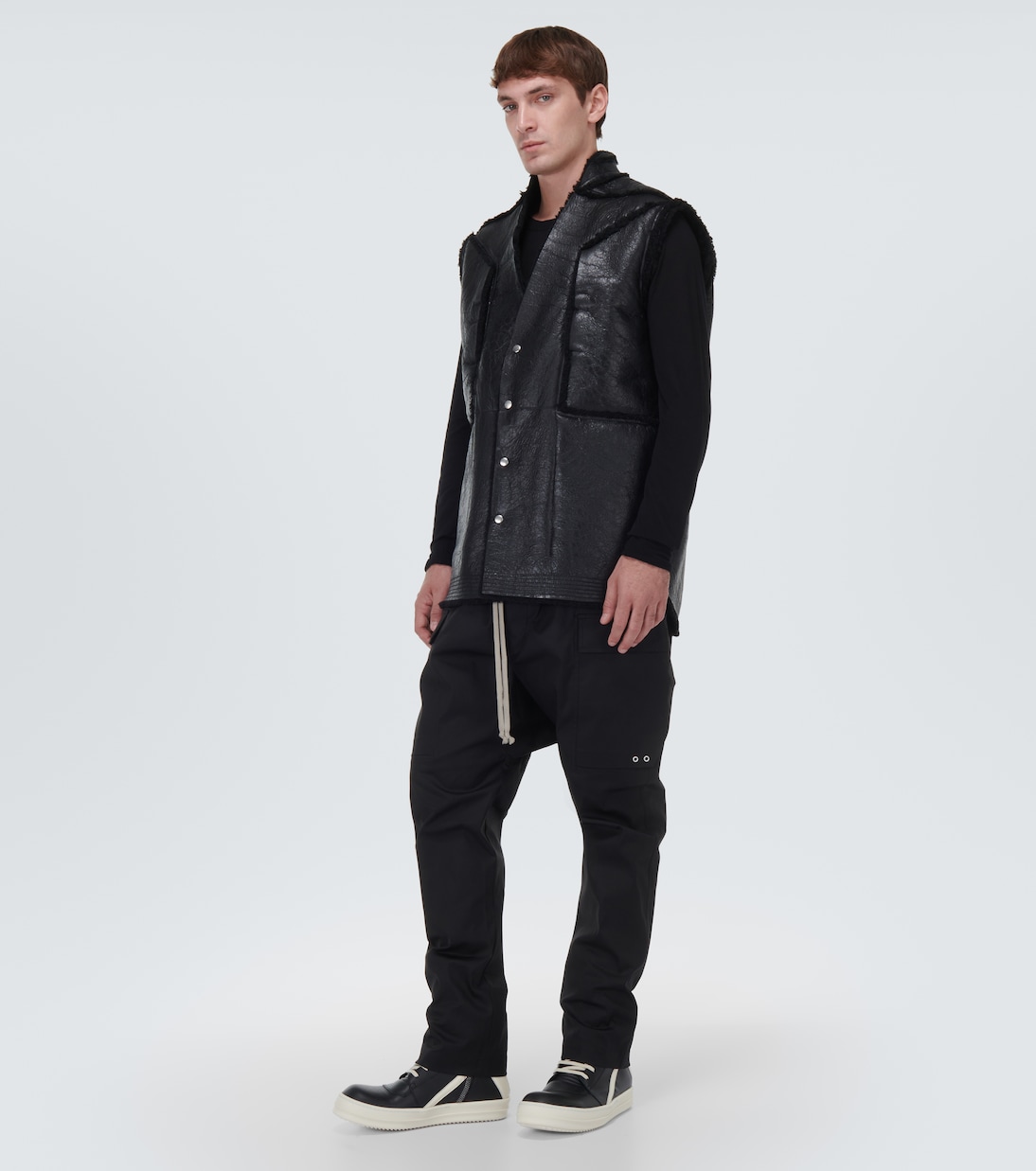 Weste aus Leder und Shearling | Rick Owens
