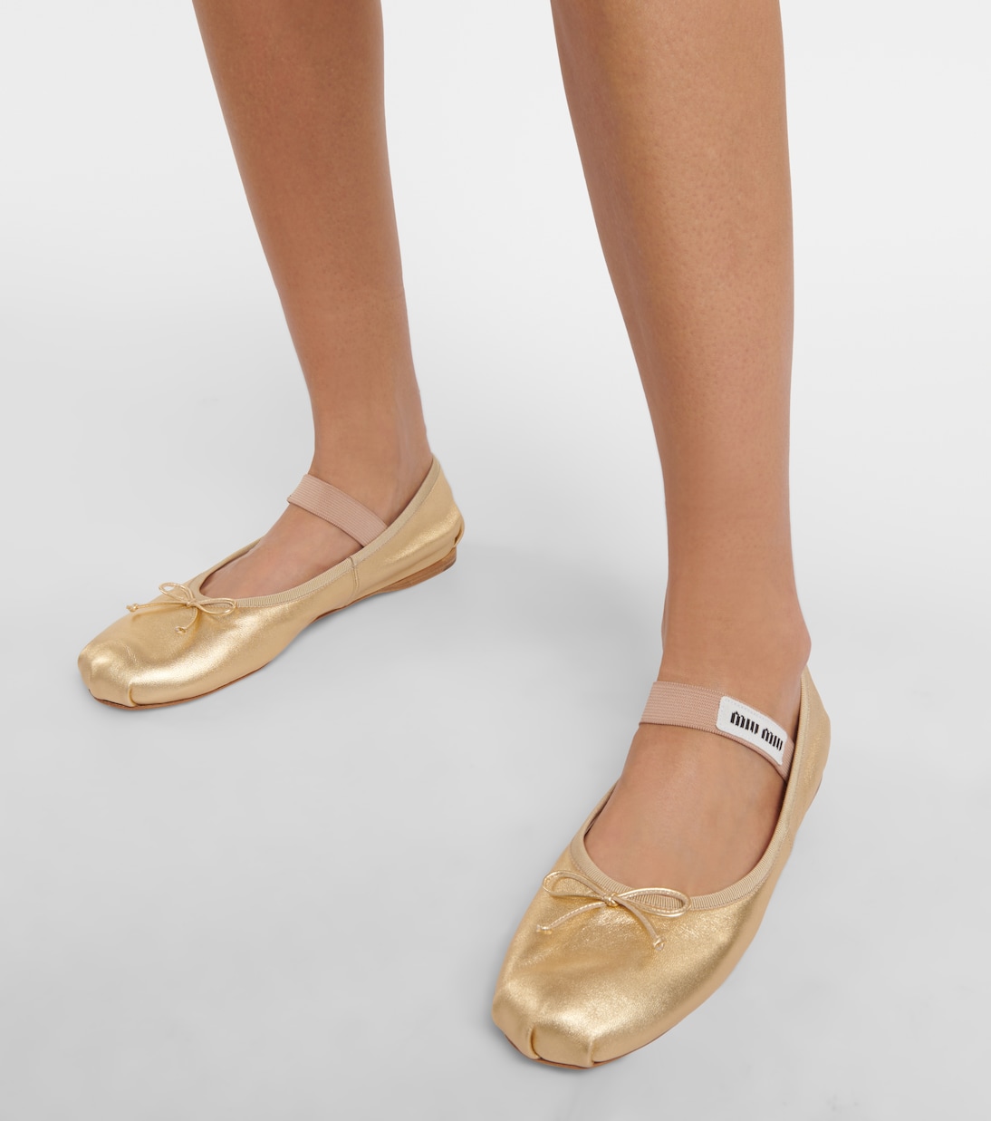 Ballerine in pelle metallizzata | Miu Miu