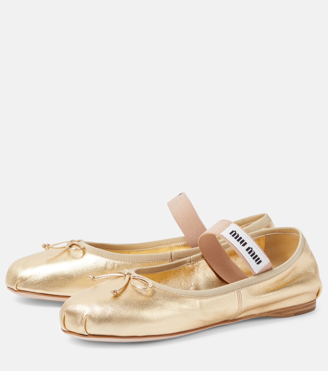 Ballerine in pelle metallizzata | Miu Miu