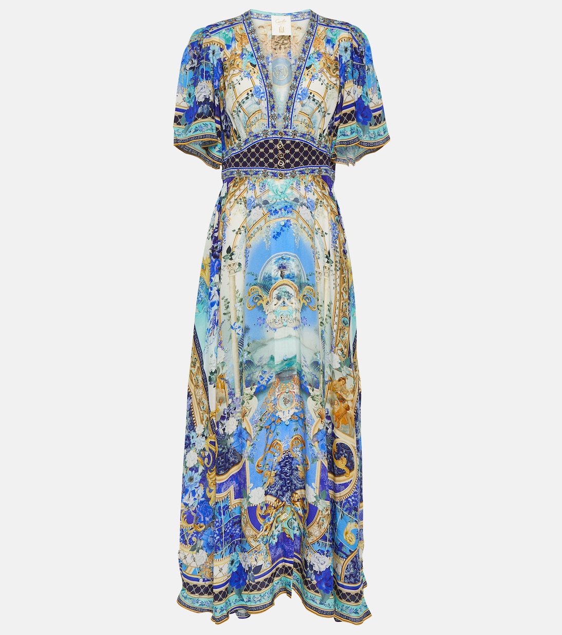 Verziertes Maxikleid aus Seide | Camilla