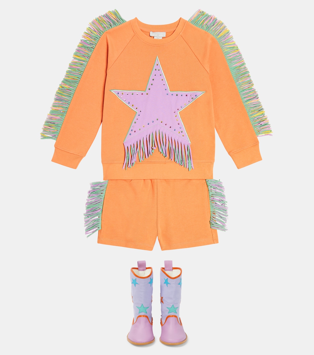 Shorts en jersey de algodón con flecos | Stella McCartney Kids