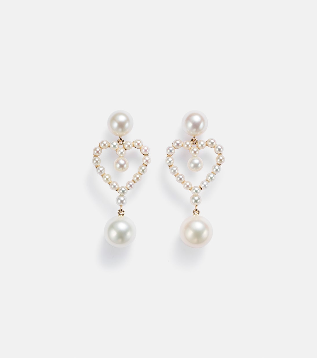 Boucles d'oreilles Pearl Heart en or 14 ct à perles | Sophie Bille Brahe
