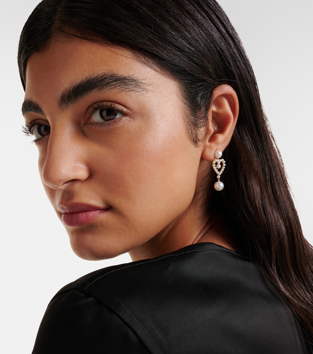Boucles d'oreilles Pearl Heart en or 14 ct à perles | Sophie Bille Brahe