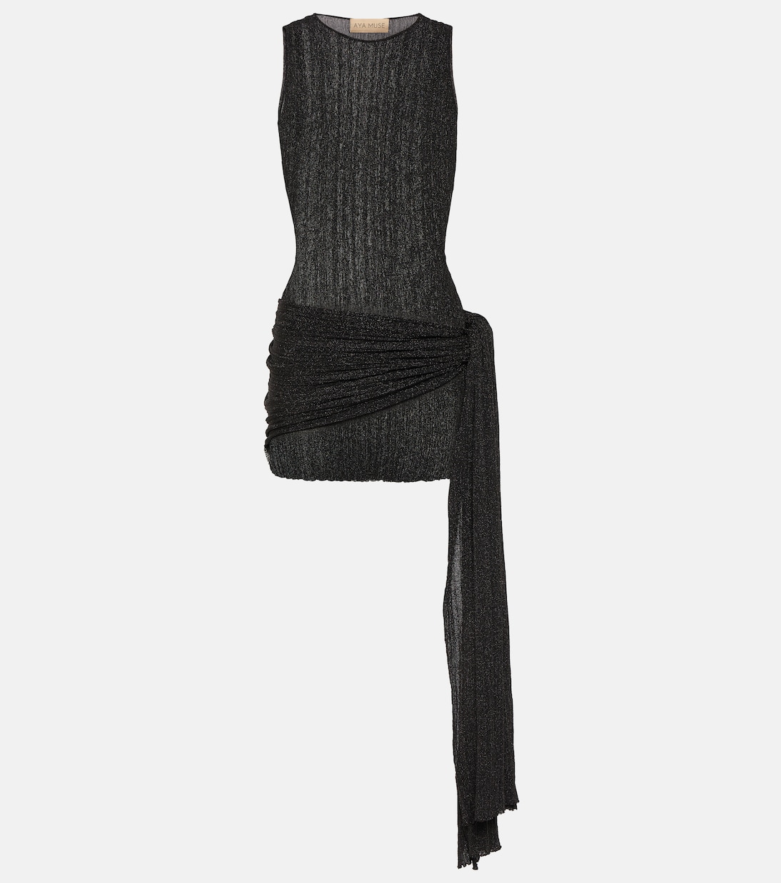 Vestido corto drapeado Keefe de lamé | Aya Muse