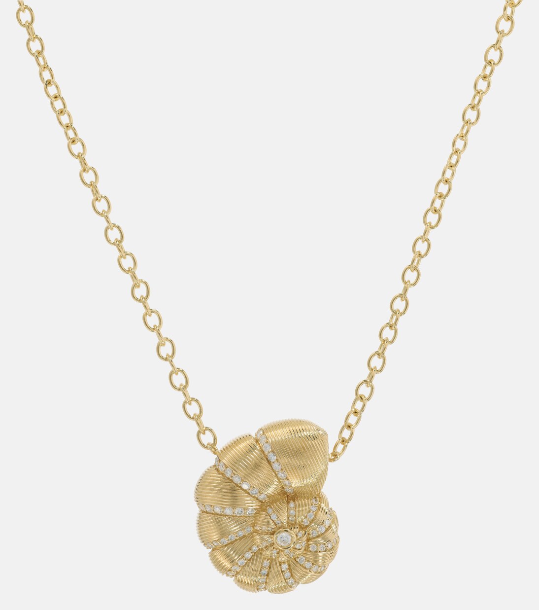Collana in oro giallo 14kt con conchiglia Nautilus incisa e dettagli diamantati - Eleganza giovanile SYDNEY EVAN