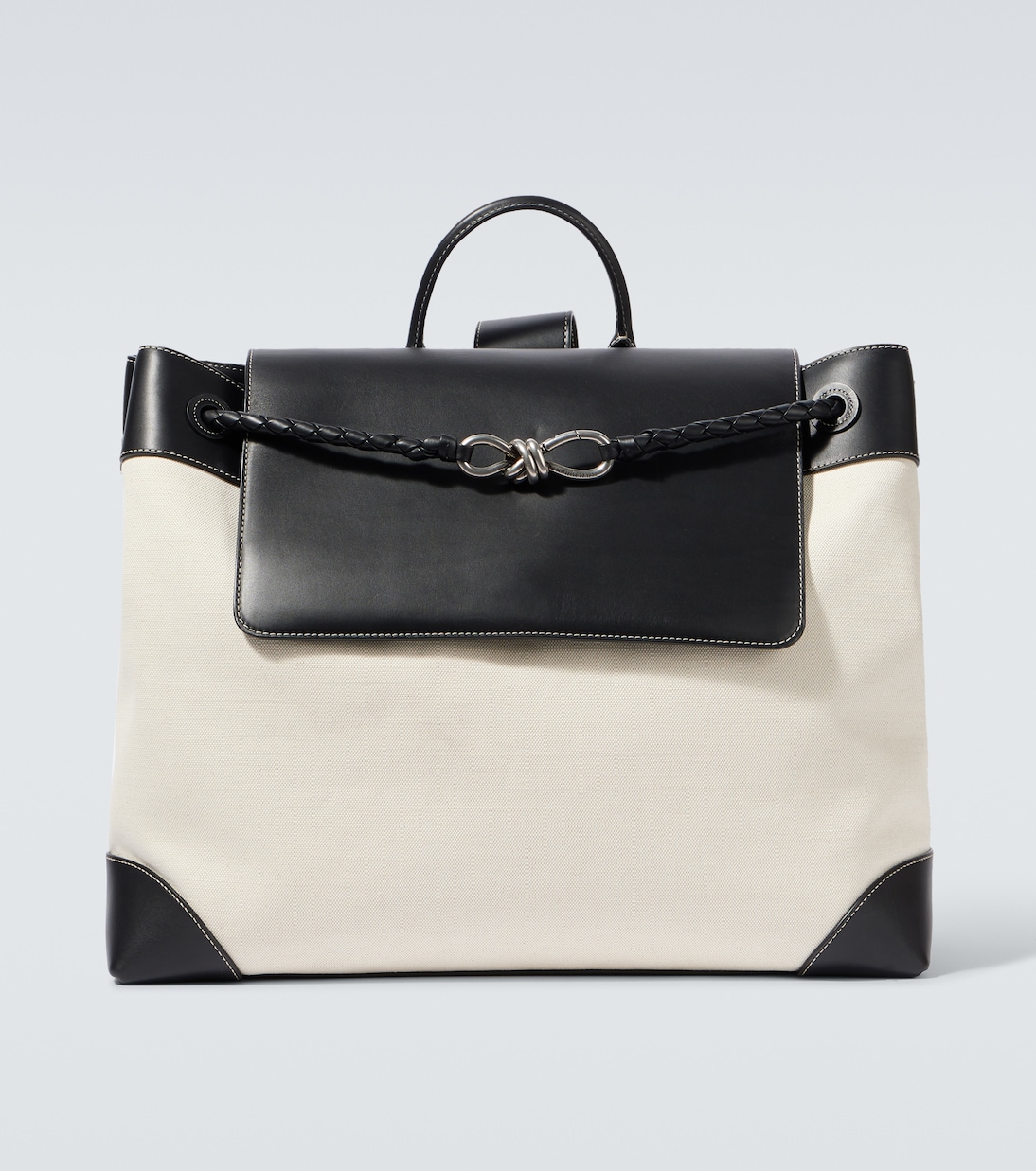 Andiamo Large canvas and leather backpack | Bottega Veneta