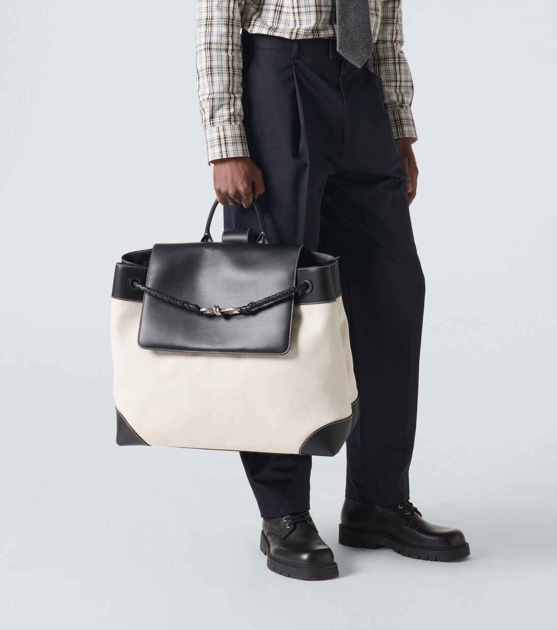 Andiamo Large canvas and leather backpack | Bottega Veneta