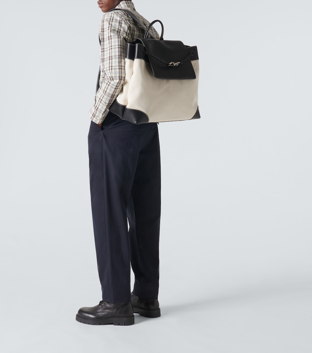 Andiamo Large canvas and leather backpack | Bottega Veneta