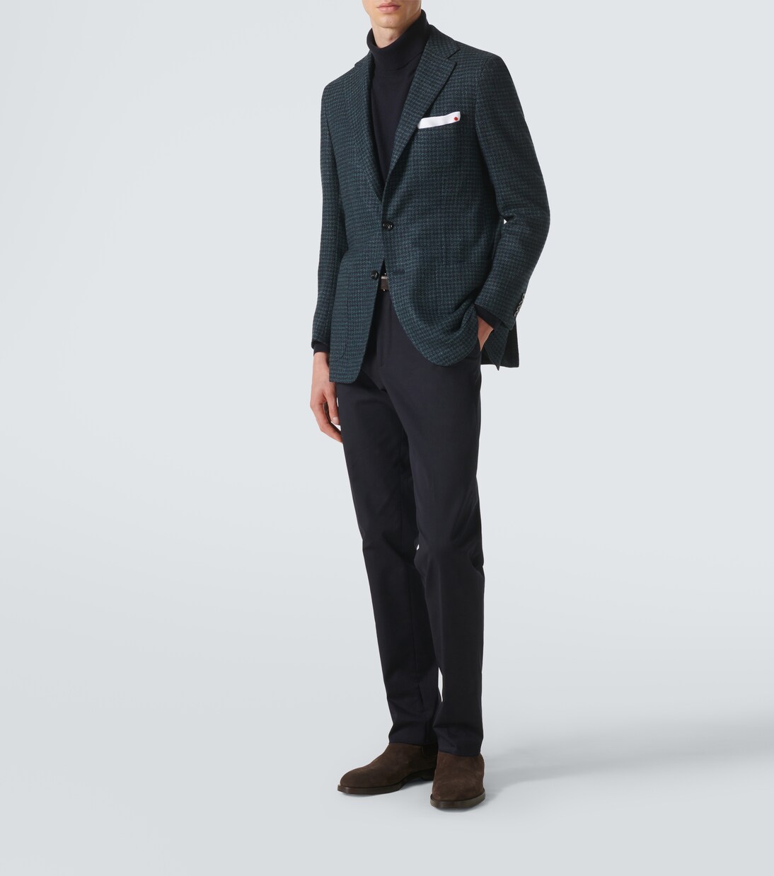 Blazer de lana, seda y lino con pata de gallo | Kiton