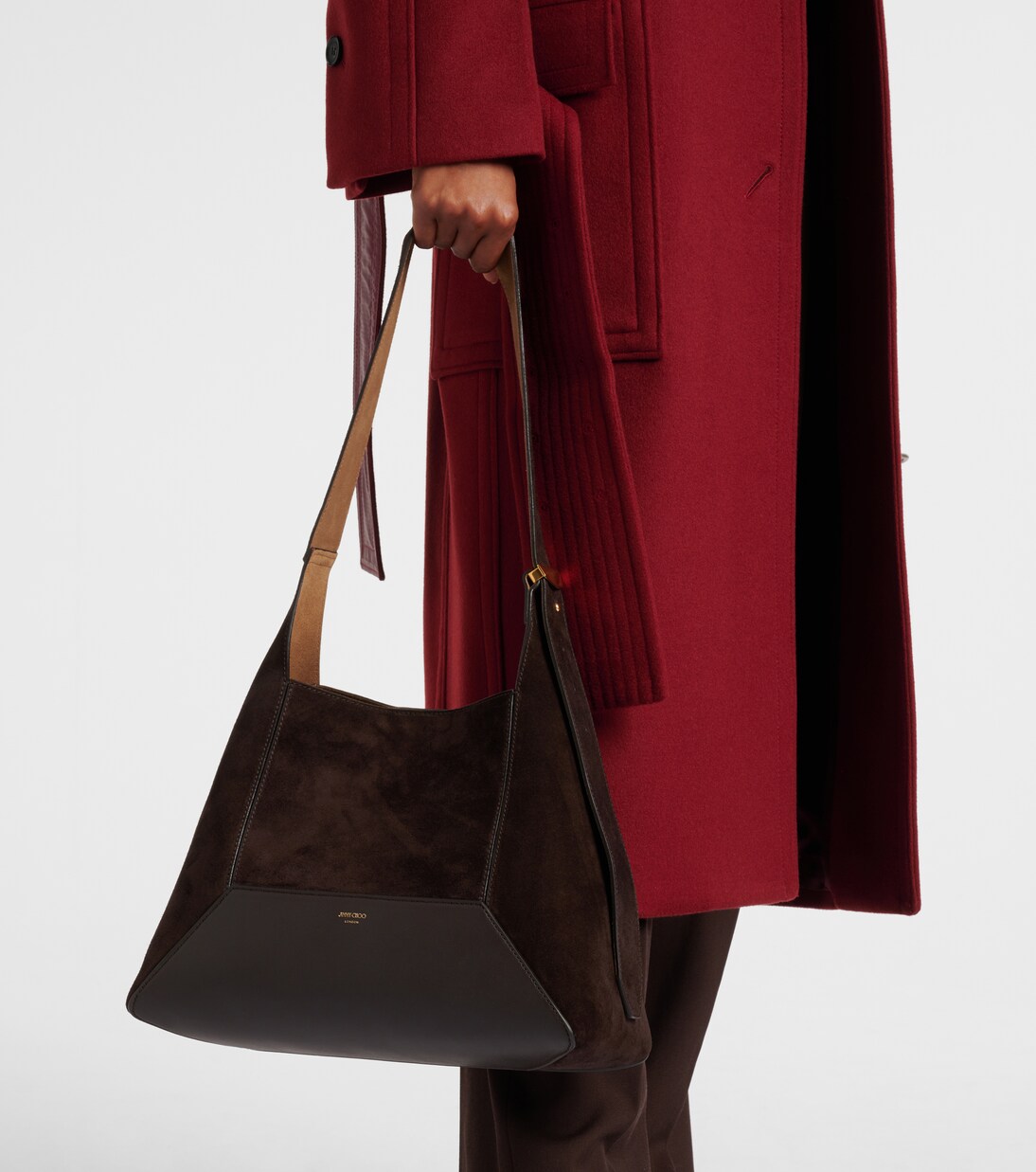 Sac Diamond Medium en daim et cuir | Jimmy Choo
