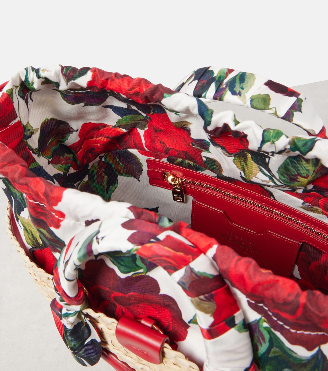 Borsa Kendra Small in paglia con pelle | Dolce&Gabbana