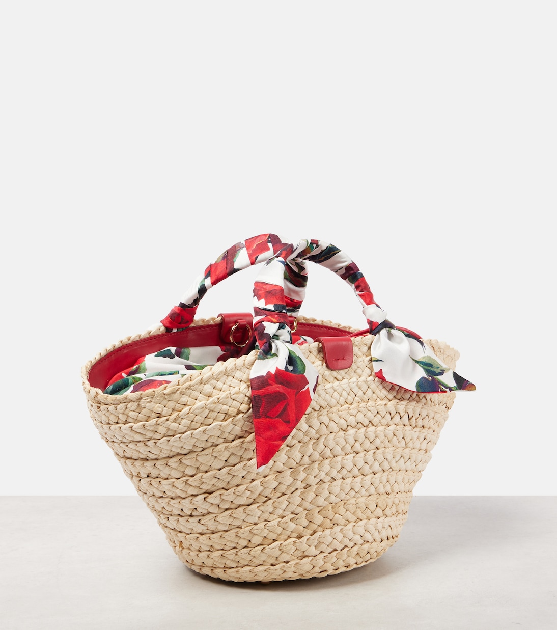 Borsa Kendra Small in paglia con pelle | Dolce&Gabbana