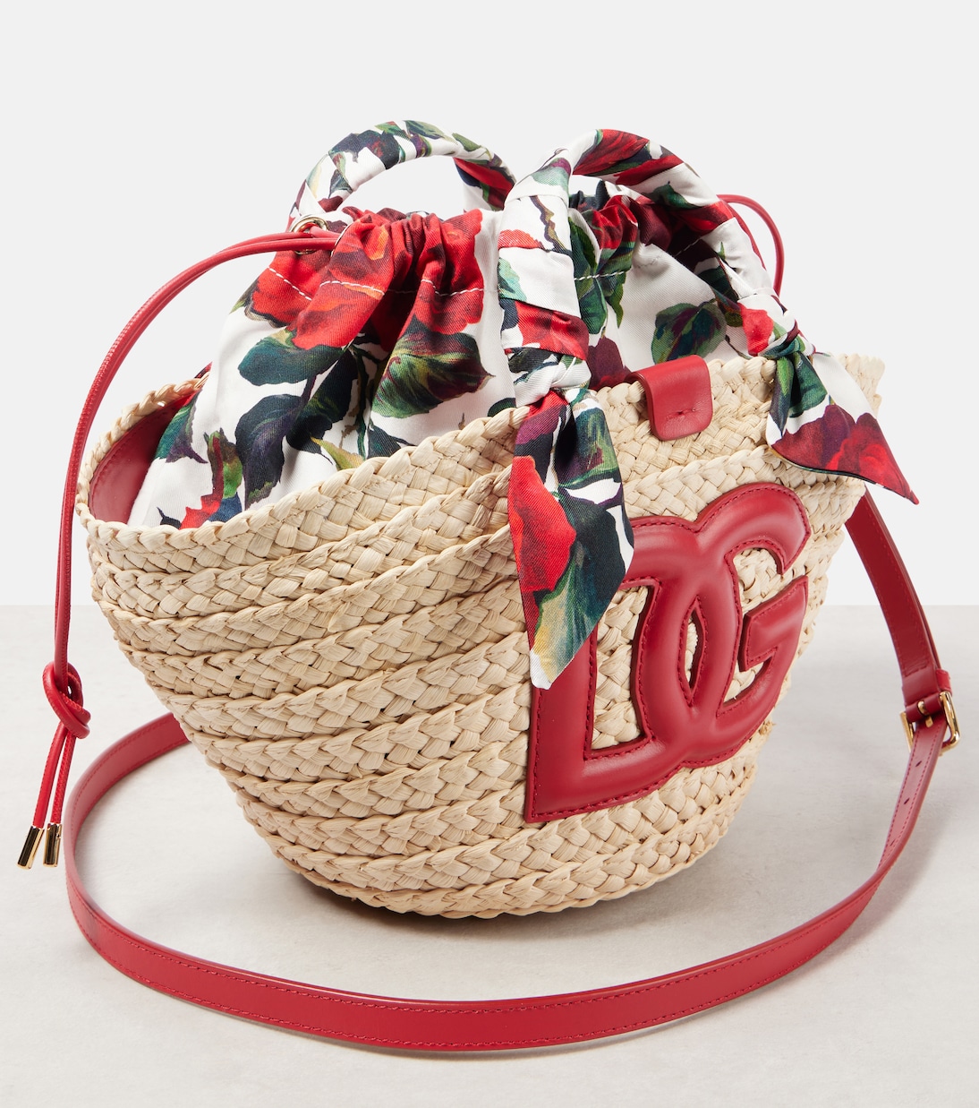 Borsa Kendra Small in paglia con pelle | Dolce&Gabbana