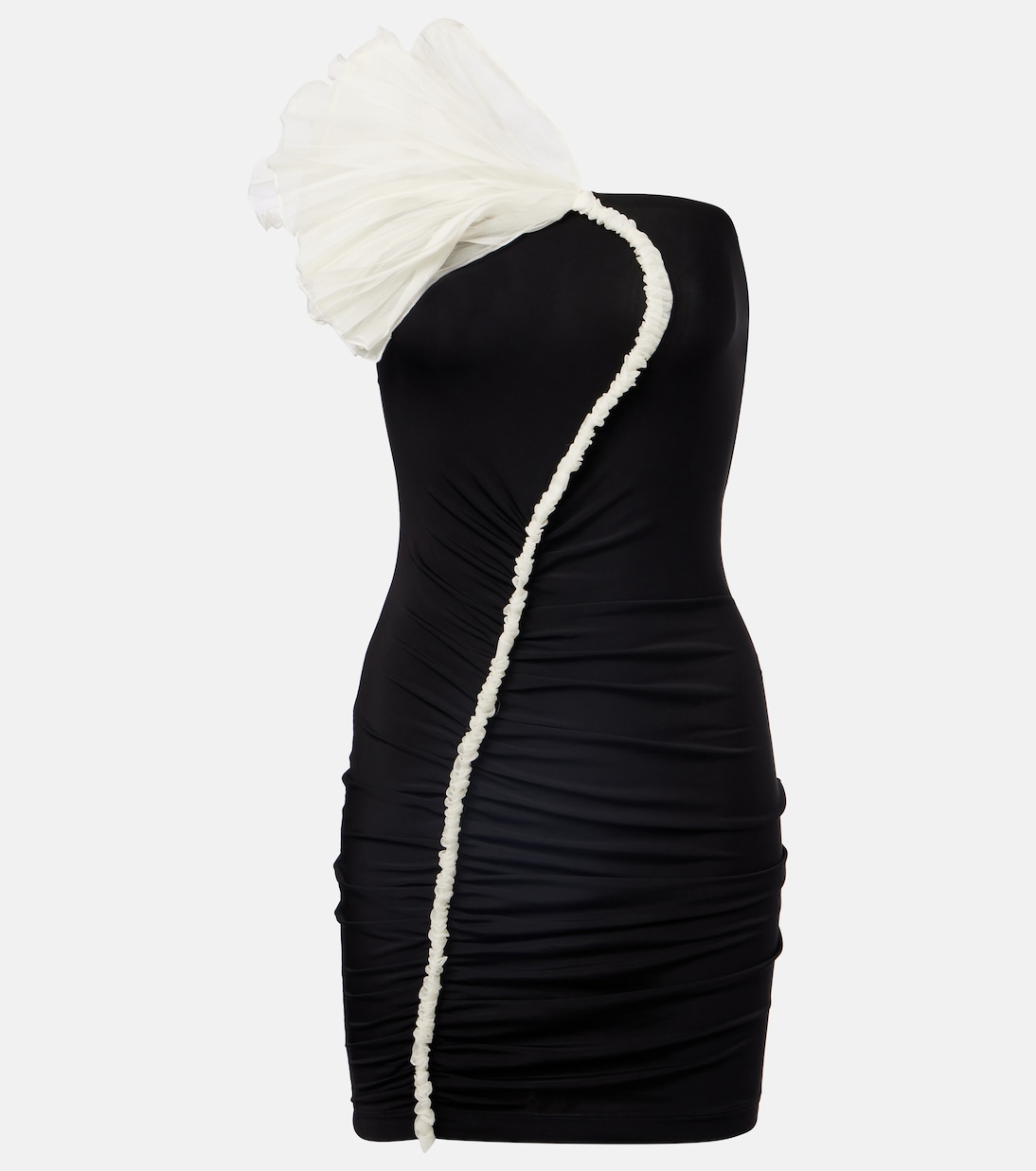 Floral-appliqué asymmetric minidress | Nensi Dojaka