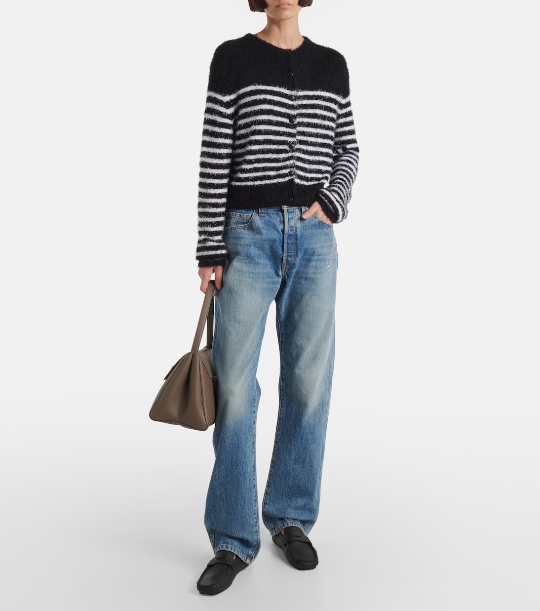 Cardigan Jules in seta e cashmere a righe | Khaite