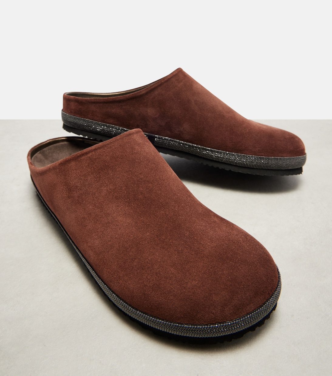 Slippers Monili aus Veloursleder | Brunello Cucinelli