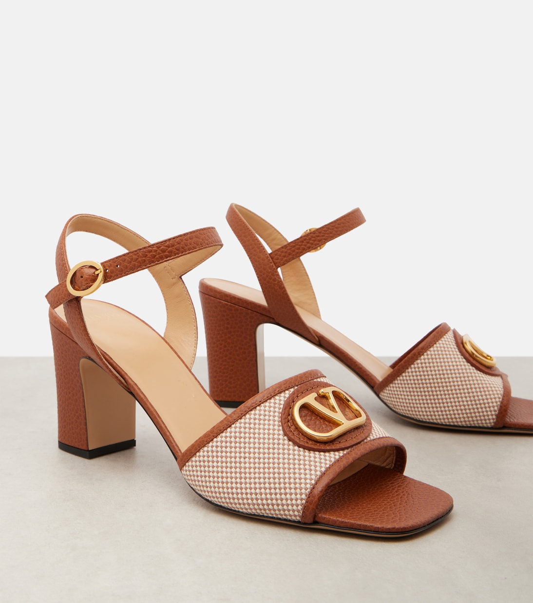 VLogo 75 leather-trimmed canvas sandals | Valentino Garavani